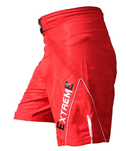 EXTREME Shorts UFC MMA Grappling Short Kick Boxing Fight Pants Gym Wear (Red, Large)