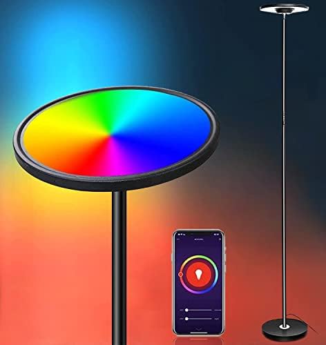 Bomcosy Led Floor Lamps Modern Corner Energy Saving Standing Lamp, 10%-100% Brightness Adjustable, Multicolor, Warm White, Cold White, Touch/Voice/APP Control