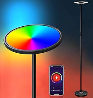 Bomcosy Led Floor Lamps Modern Corner Energy Saving Standing Lamp, 10%-100% Brightness Adjustable, Multicolor, Warm White, Cold White, Touch/Voice/APP Control