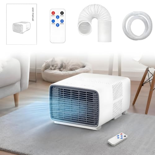 Aire acondicionado portátil, modos de refrigeración, deshumidificación y ventilador, temporizador de 1 a 12 horas, capacidad de refrigeración de 900 W, 280 W, funcionamiento silencioso (45 dB).