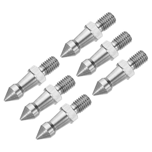YOKIVE 6 Pcs Thread Tripod Spike, M8 x 1.25 Compatible Foot Spike Mount Adapter, Great for Style 2 Softer Terrain (Silver, 10mm)