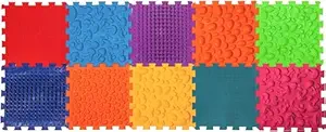 Rilekh Sensory Mat/Modular Rug Funny-Steps Orthopaedic Sensory Floor Play Mats for Children Puzzle Mix 10-Piece Prevention of Flat Feet Multicolor Play Mat for Kids, Baby Interlocking Play Mat
