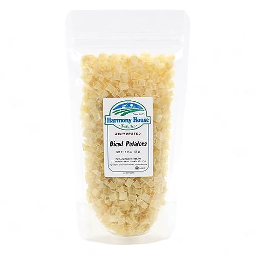 Harmony House Foods Dehydrated Diced Potatoes - Dried Potato Pieces For Hash Browns Stews Soups Home Fries and More 2.25 Ounces