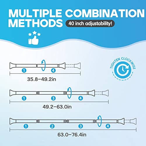 Aizesi Shower Curtain Rod Tension, 36-72 Inches Adjustable Stainless Steel Shower Rod, Rust-Resistance And Non-Fall Down Spring Tension Curtain Rod, Shower Tension Rod For Bathroom, No Drilling #TOP5