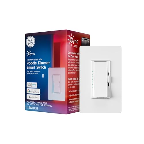 GE Cync Paddle Dimmer Smart Switch, Highly Customizable Dimmer Switch, Works with Alexa and Google Home, Matter Compatible, Easy to Install Smart Light Switch (1 Pack) by Cync - Used condition - US$25.32