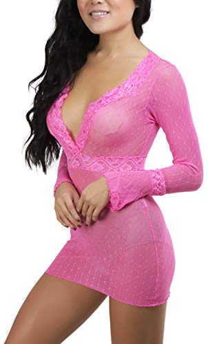 Image of ToBeInStyle Women's Stretch See Through Fishnet Novelty Mini Rave Party Dress