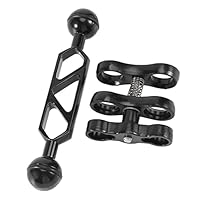 NISHZHU Tauchgerät aus Aluminiumlegierung, Doppel-Kugelarm, Taschenlampe und 1 Schmetterlingsklemme für Fotokamera