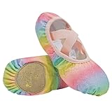 flexdans Ballettschuhe für Mädchen, Kleinkind Kinder Ballettschläppchen Glitzer Ballett Schuhe Geteilter Sohle für Tanz F035 Rainbow 32
