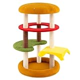 GOPLUS Klein Katzenturm, Hamburger-Themen Katzenaktivitätszentrum mit Gepolsterter Oberer Aussichtsplattform, Hängematte, Sprungplattformen und Sisal-Kratzpfosten, Katzenmöbel für Katzen (106 cm)