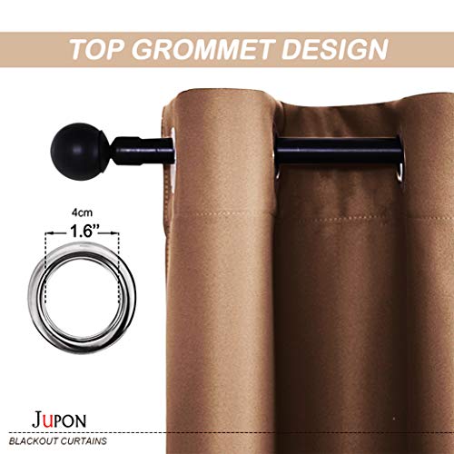 Image of JUPON Extra Wide Blackout Curtain Set of 2 Curtain for Bedroom /Darkening Curtains for Living Room (54 x 96 inch - Mocha)