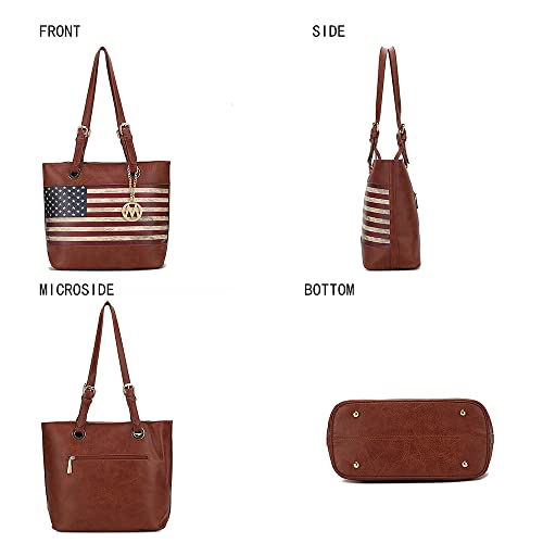 Image of MKF Collection USA Tote Shoulder Bag for Women Vegan Leather Patriotic Handbag, Lady American Flag Satchel Purse by Mia K