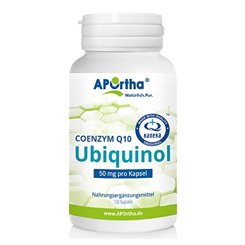 APOrtha Kaneka Ubiquinol Coenzym Q10 50 mg 120 Kapseln I Premium CoQ10 Kapseln hochdosiert 50mg I Hohe Bioverfügbarkeit durch bioaktives Ubiquinol I 2-fach Patentierter Rohstoff I Tagesdosis 2 Kapseln Cover
