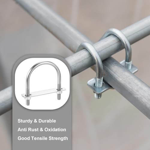 Image of PATIKIL Round U-Bolts, 2 Pcs 2.48 inch(63mm) Inner Width 90mm Length M8 with Nut Plate Washer 304 Stainless Steel Round Bend U-Bolts for Boat Trailer Axle Sailboat
