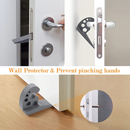Gfware Door Stopper Rubber Wedge 2 Pack Window Stopper Wall Protector Non Marking Anti Slip Flexible For Carpet Concrete Tile Wood Floor Surfaces Gray #TOP3