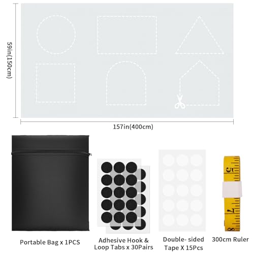 MI CASA Blackout Blind, 400x150cm Portable Stick on Blinds for Windows, Temporary Blackout Curtains Suitable for Cutting any Size Shape for Bedroom, Indoor and Outdoor, White - Cosy Home Interiors MI CASA Blackout Blind, 400x150cm Portable Stick on Blinds for Windows, Temporary Blackout Curtains Suitable for Cutting any Size Shape for Bedroom, Indoor and Outdoor, White - Image 2