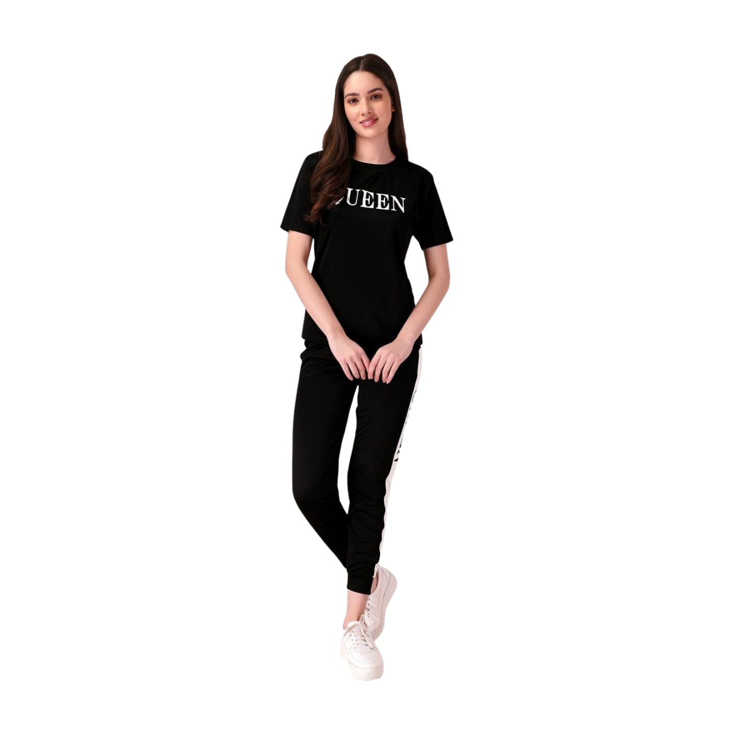 Women's Active Wear Track Suit Set Sportswear Top & Bottom Set for Women Western for Fitness & Workout Tshirt for Women Gym pants (IN, Alpha, S, Regular, Black)-image-48