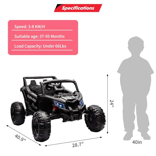24V 2 Seater Ride on UTV Car, Battery Powered Electric Vehicle with Remote Control, Spring Suspension, 2 Motors, USB, Music, and LED Lights, Electric Ride on Car for Boys Girls by Garvee - Used condition - Image 6
