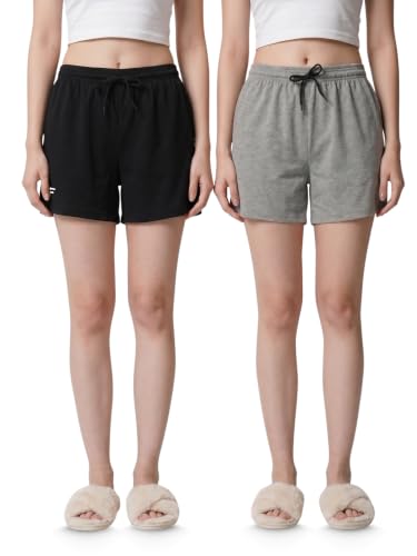 Image of Fflirtygo Women's Cotton Shorts | Sports and Running | Gym Workout and Yoga | Regular Fit Shorts for Women Combo (Pack of 2)