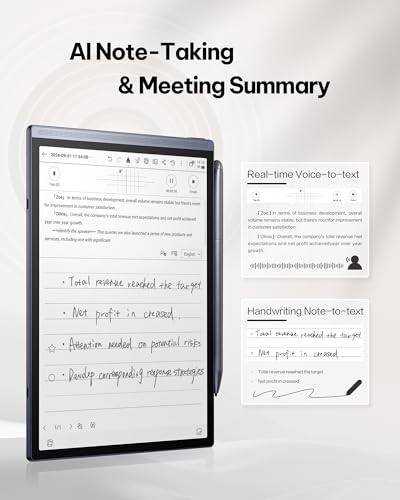 AINOTE Air 2 Bundle - Black Folio Case, 8.2-inch AI Note-Taking Tablet Writing Paper Tablets, Digital Notebook with Pen, Voice-to-Text Transcription, Multi-Languages Chatgpt Support