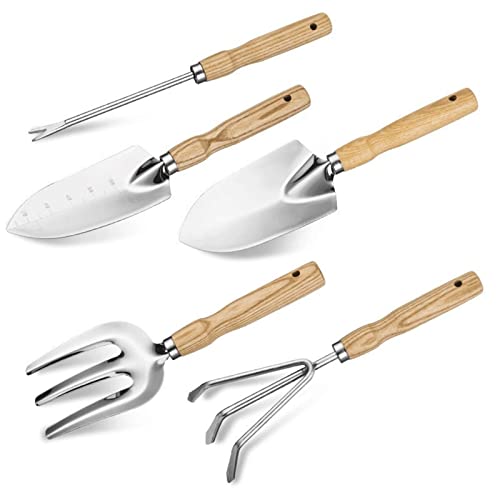 Garden Tools, Garden Tools Set, 5PC Heavy Duty Gardening Kit, Succulent Mini Garden Tool Set, Stainless Steel Gardening Work Set -Gift for Women and Men