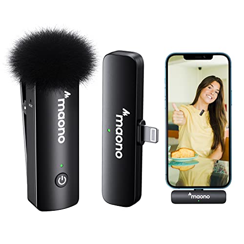 MAONO Wireless Lavalier Microphone for iPhone iPad, MFi Certified, 2.4GHz