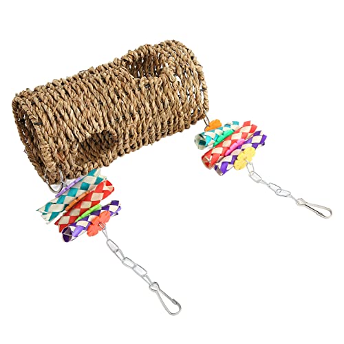Image of Bird Grass Woven Swing with Hook, Durability and Fun Bird Cage Toy for Bird Chewing Standing Parrot Parakeet Cockatiel Mynah Lovebirds Finches Toy