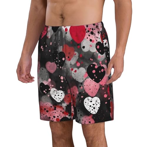 Men's Swim Trunks Black Polka Dot Heart Quick Dry Board Shorts Mens Bathing Suit Beach Swimwear with Pockets4