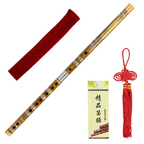 Bamboo Flute, Horse Dizi For Beginners Kids With Free Membrane Glue Traditional Handmade Chinese Musical Instrument (G Key) #TOP4