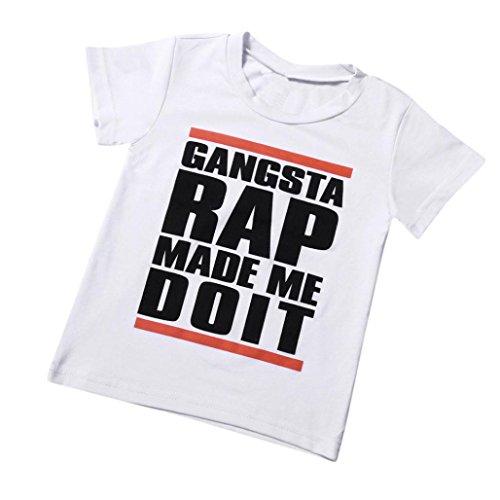Kids Tops for 1-6 Years Old,Fashion Toddler Baby Boys Letter Print Short Sleeve Tees T Shirt Outfits Clothes (White, 4-5 Years Old)