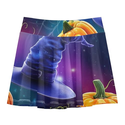 Athletic Shorts Girls Skorts Tennis Skirts for Kids Casual Flowy Skirt Halloween Pumpkins 3t2