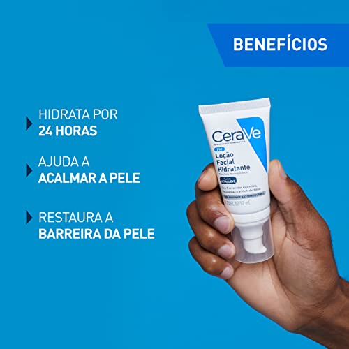 CeraVe, Loção Hidratante para o rosto, com Ácido Hialurônico, Niacinamida, Textura ultra fluida, 52m