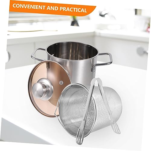 SWOOMEY 1 Satz Amphore aus Edelstahl Brattopf mit Sieb Servierkorb für französische edelstahl fritteuse pfannensets wok Friteuse Körbe mit Griffen Frittierkorb mit Griff Rostfreier Stahl – Bild 8