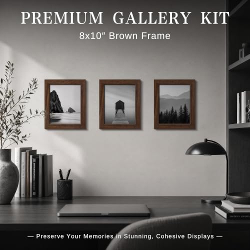 Image of VCK 8x10 Picture Frames Brown - Wide Border Wood Poster Frame, Multi-Directional Display Family Photos, Office Prints, Studio /Gallery Artwork, Woodgrain Series, Tabletop & Wall Hanging, Set of 6