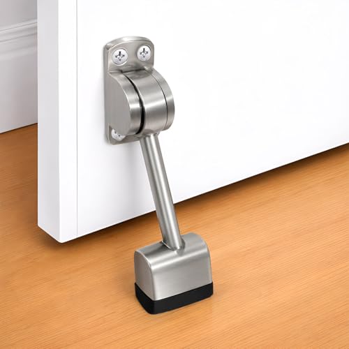 Image of Volo Curved Square Door Stopper Powerful Working with Screw 5 Inch /Door Stopper to Stop Door for Home and Office (Color: Satin)