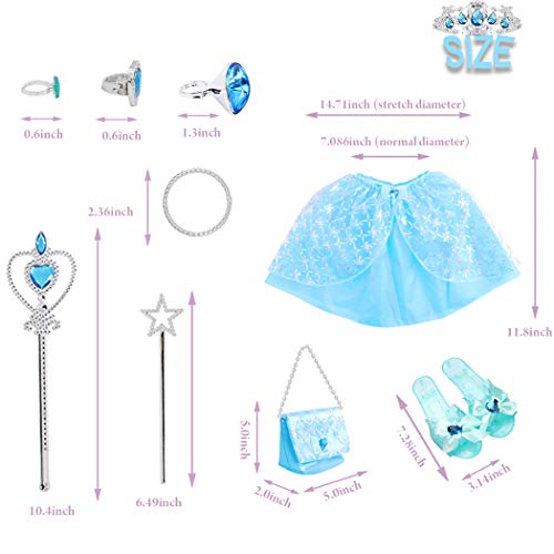 21 Pack Princess Pretend Jewelry Toy,Girl Dress Up toys Girl’s Jewelry Dress Up Play Set Included Crowns,Necklaces,Wands,Rings,Earrings,Skirt - Thumbnail 4