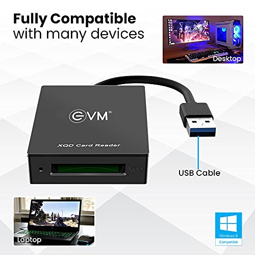 Image of EVM XQD Memory Card Reader - USB 3.0 Transfer up to 5Gbps - SD Card Supported - 3 Years Warranty (EVM-CR-002)