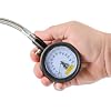 JEGS Deluxe Tire Pressure Gauge | 0-60 PSI | 1 LB Increments | 14 Stainless Steel Hose | 45 Degree Air Chuck | Scratch Resistant Lens | Impact Protective Rubber Cover