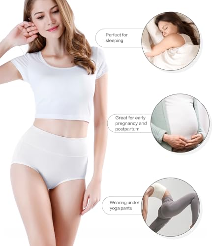 Image of wirarpa Women's Modal Underwear Soft High Waist Briefs Ladies Panties 4 Pack (Regular & Plus Size)