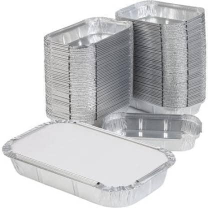 Disposable Food Storage Container Tray Foil Pans Lid Covers Pack Of (100)