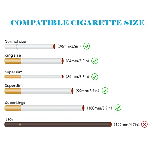 Hqpcahl Aluminum Cigarette Case, Slim 100Mm King Size 20 Cigarettes Cigarette Box, Rhinestones, Cute, Glitter, Sunlight, Hand Made Cigarette Case For Women,11.4X5X2.4Cm,E #TOP6