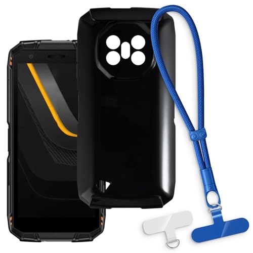 OAGELIM 2-in-1�ی�P�[�X�ƃ��X�g�X�g���b�v Doogee Fire 3 Ultra �Ƃ̌݊������� ���O���\�ȃ��j���[�h�t���d�b�J�o�[�A����~�ߕ����h�~�O���b�v�n���h�� (�u���b�N + �u���[)