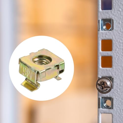 QUARKZMAN M6 Käfigmuttern für Serverschrank, aus kohlenstoffhaltigem Stahl gelb verzinkt, Packung mit 5