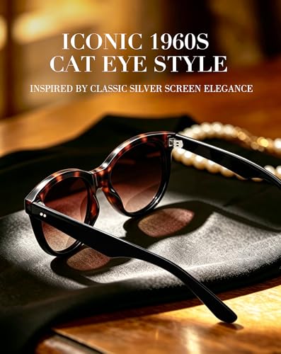 Image of Joopin Oversized Cat Eye Sunglasses Polarized UV Protection Retro Round Sun Glasses Shades for Women Driving Beach Vacation