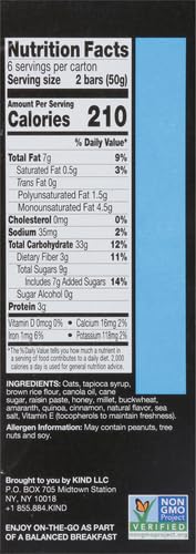 Image of KIND Breakfast Bars, Honey Oat, Healthy Snacks, Gluten Free, 100% Whole Grains, 3g Protein, 6 Count (Pack of 2)