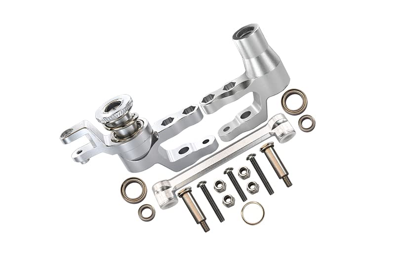 Aluminum Steering Assembly For Traxxas 1:10 4WD MAXX 89076-4 / 4WD MAXX with WideMAXX 89086-4/1:8 4WD Maxx Slash 6S 102076-4 Upgrades - Silver