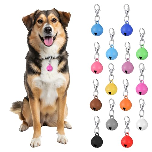 BOHUIZ 14 Pack Pet Bells for Dog Cat, Charms Colourful Pet Small Bells with Clasps, Round Bell with Loud Crisp Sound, Bell Pets Collar Accessories for Collars Stainless Steel Keychain for Pets
