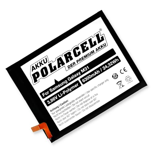 Batería de repuesto para Samsung Galaxy M30s, Galaxy M21, Galaxy M31 (sustituye a la batería original EB-BM207ABY) 6300 mAh Polarcell con paño de limpieza de pantalla Mungoo