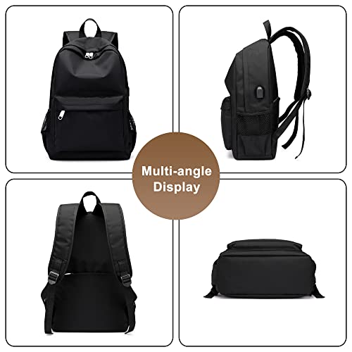 15.6 inch Laptop Backpack for Men, Large Capacity Lightweight Casual Daypacks Oxford Cloth Bookbag with USB Charging Port2