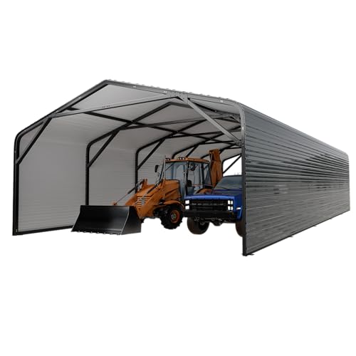 Image of 20x26 FT Heavy Duty Carport with Structural Reinforcement | 2-Sided Enclosure | Galvanized Steel Roof| Ground Anchors | Snow /Wind Resistant | Fits Trucks, RVs, Pickups, Boats, Tractors, SUVs