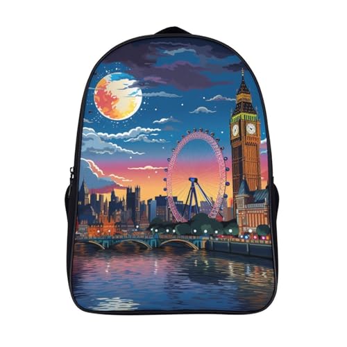 Mochila infantil London Cityscape 3D con correa de pecho para guardería y preescolar